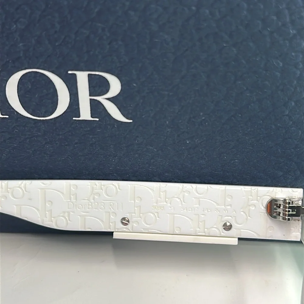 DiorB23 R1I Monogram Logo Blue Mirrored Pantos Sunglasses